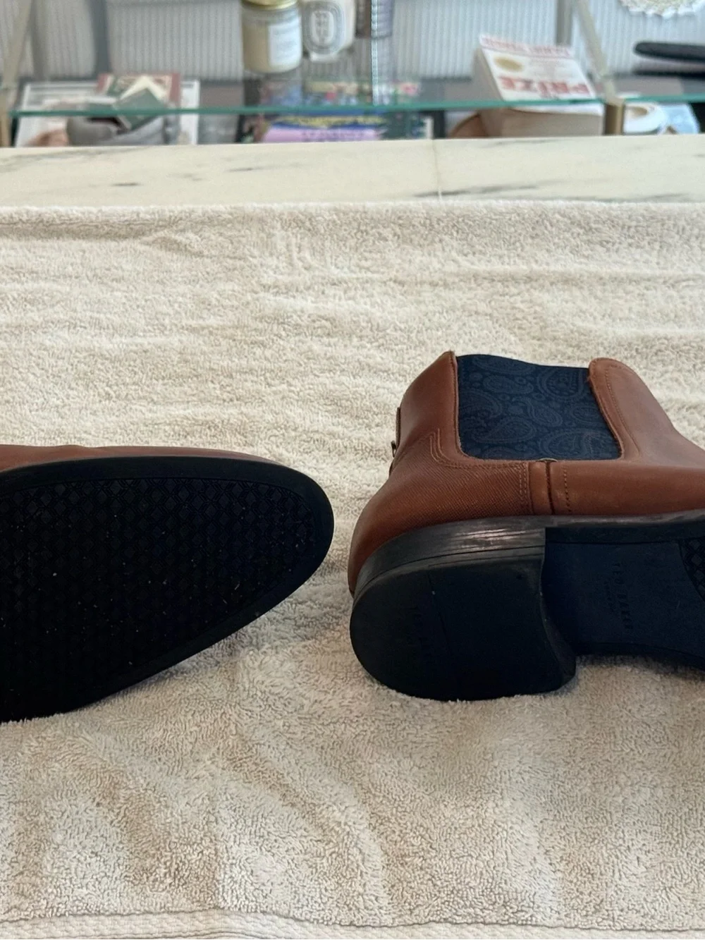 Ted Baker Brown Leather Chukka Boots with Black Elastic Panels